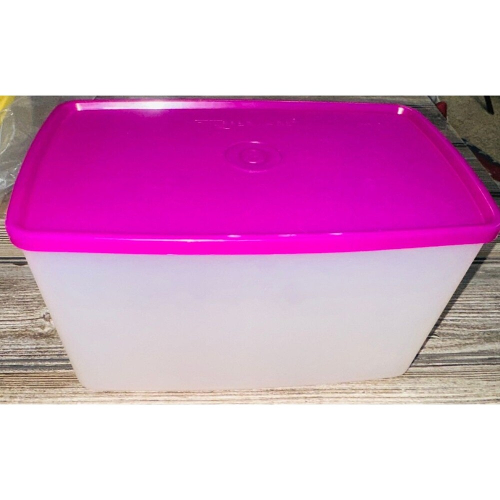 Tupperware 11.5 Cup Pak N Stor Rectangle Freezer Container Raspberry Freeze It